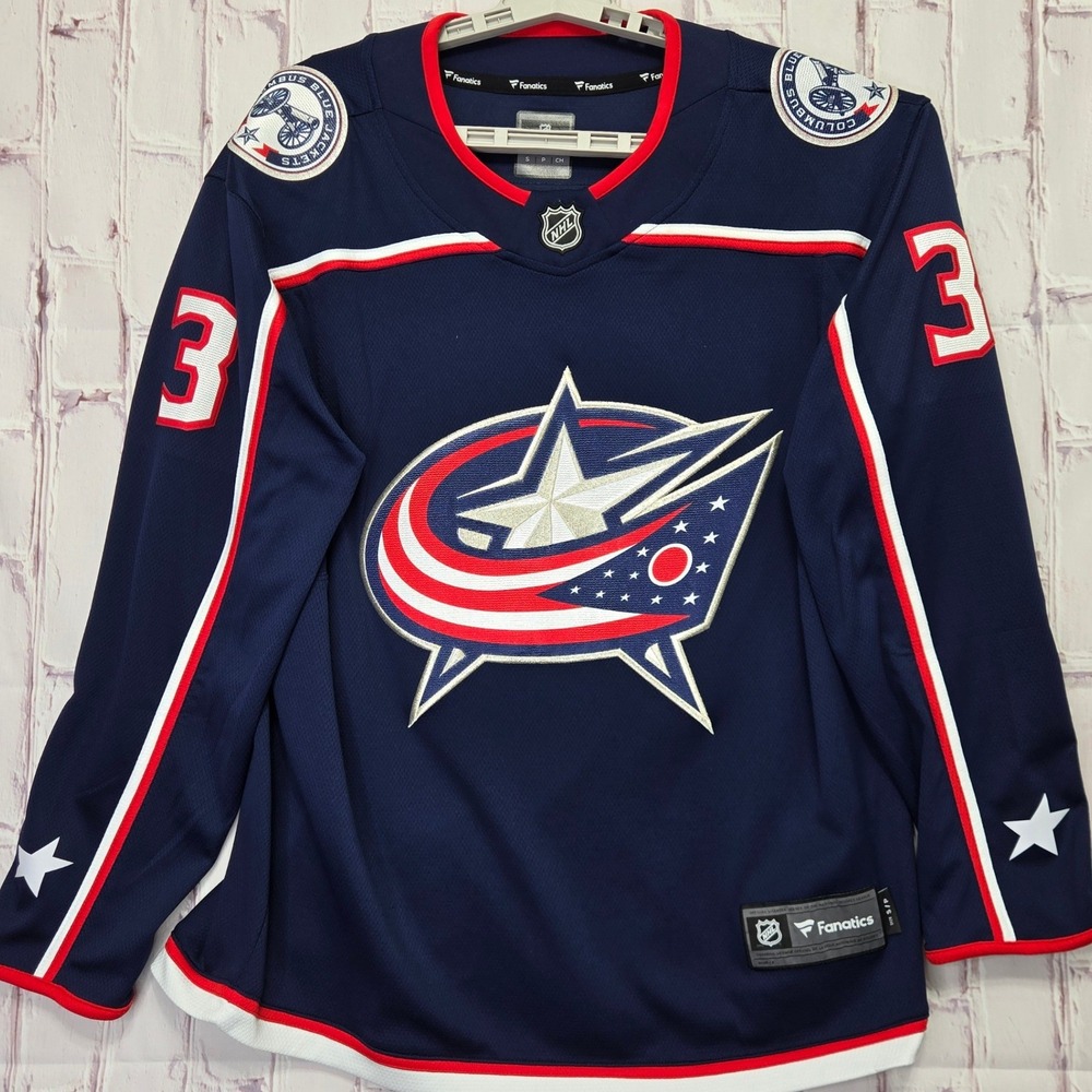 Columbus Blue Jackets #3 Seth Jones Fanatics NHL Hockey Jersey Mens Small S
